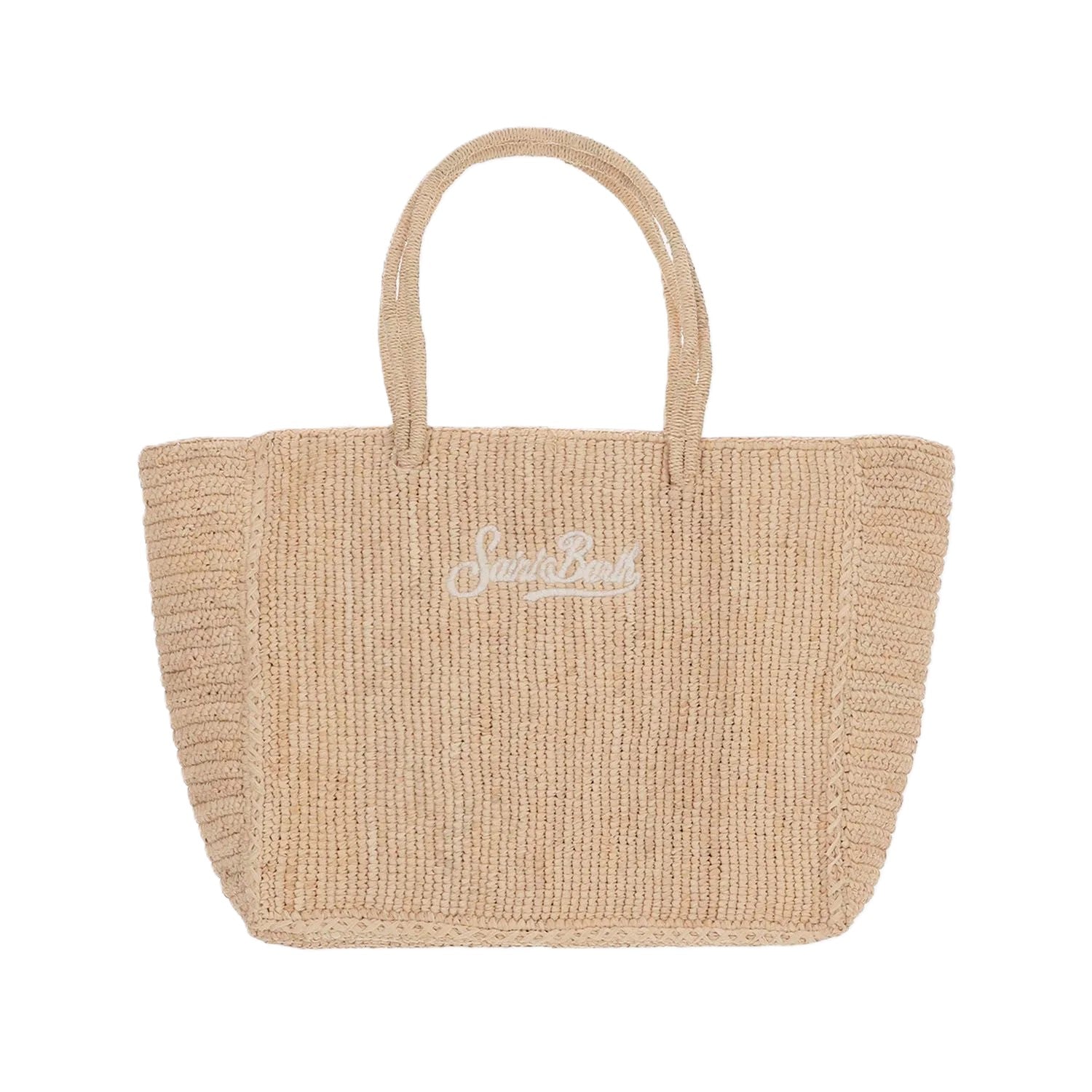 Natural Woven Tote Bag with Embroidered Logo