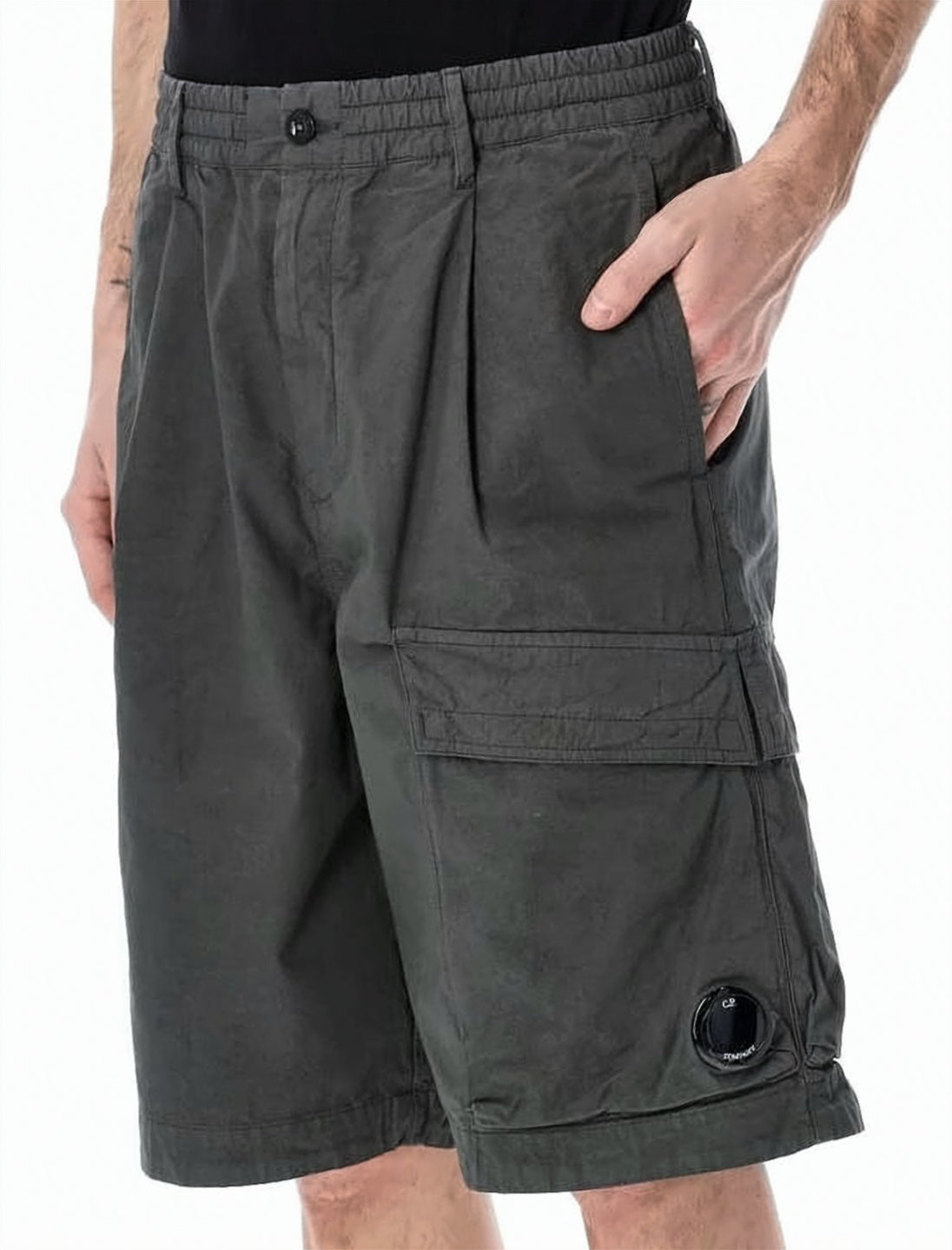 Mid-Length Grey Shorts with Functional Details