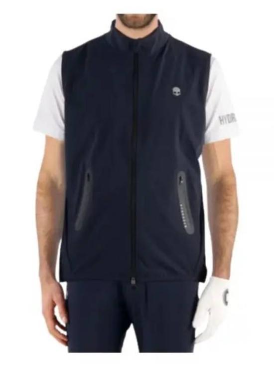 High-Collar Zip Vest with Emblem Detail