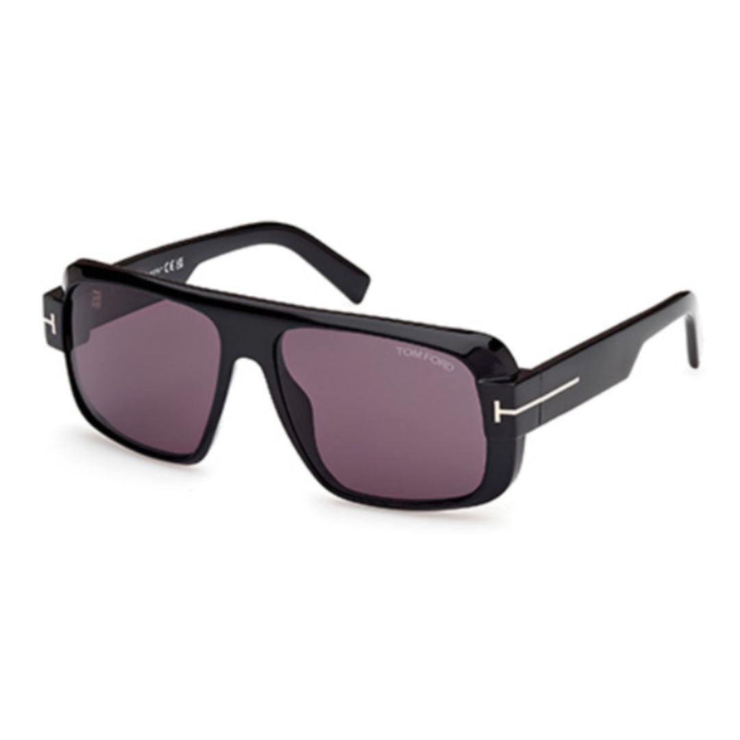 Ft1101 Bold Black Acetate Rectangular Sunglasses