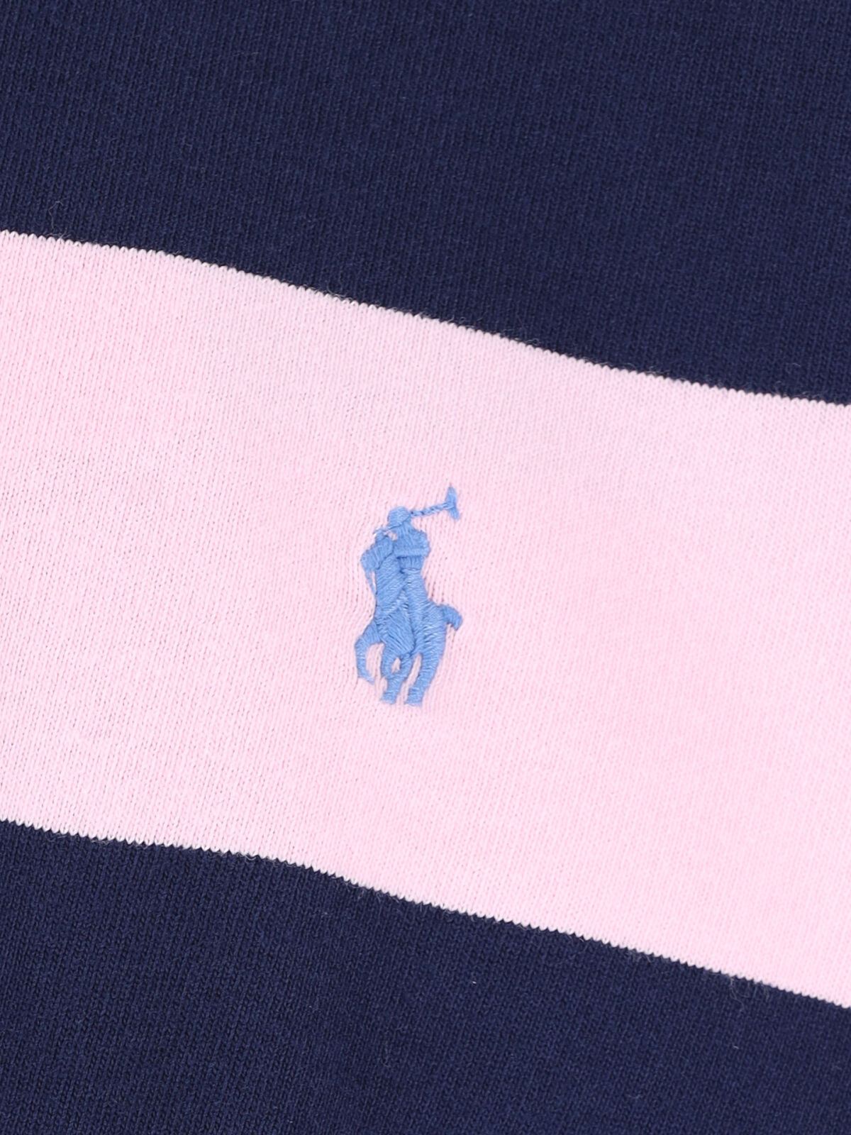 Pink/Navy Wide Stripe Rugby Polo