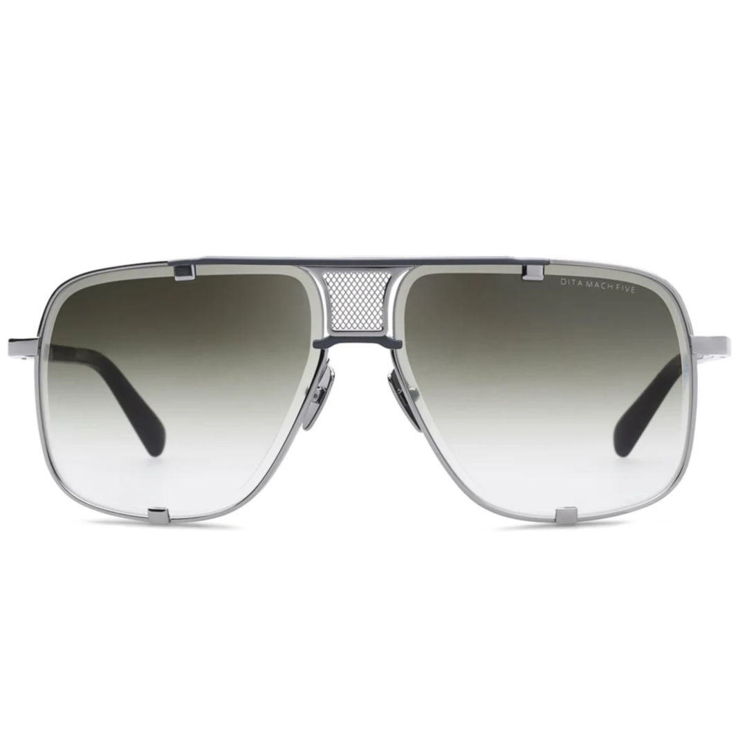 Mach-Five Bold Aviator-Style Sunglasses with Gradient Grey Lenses