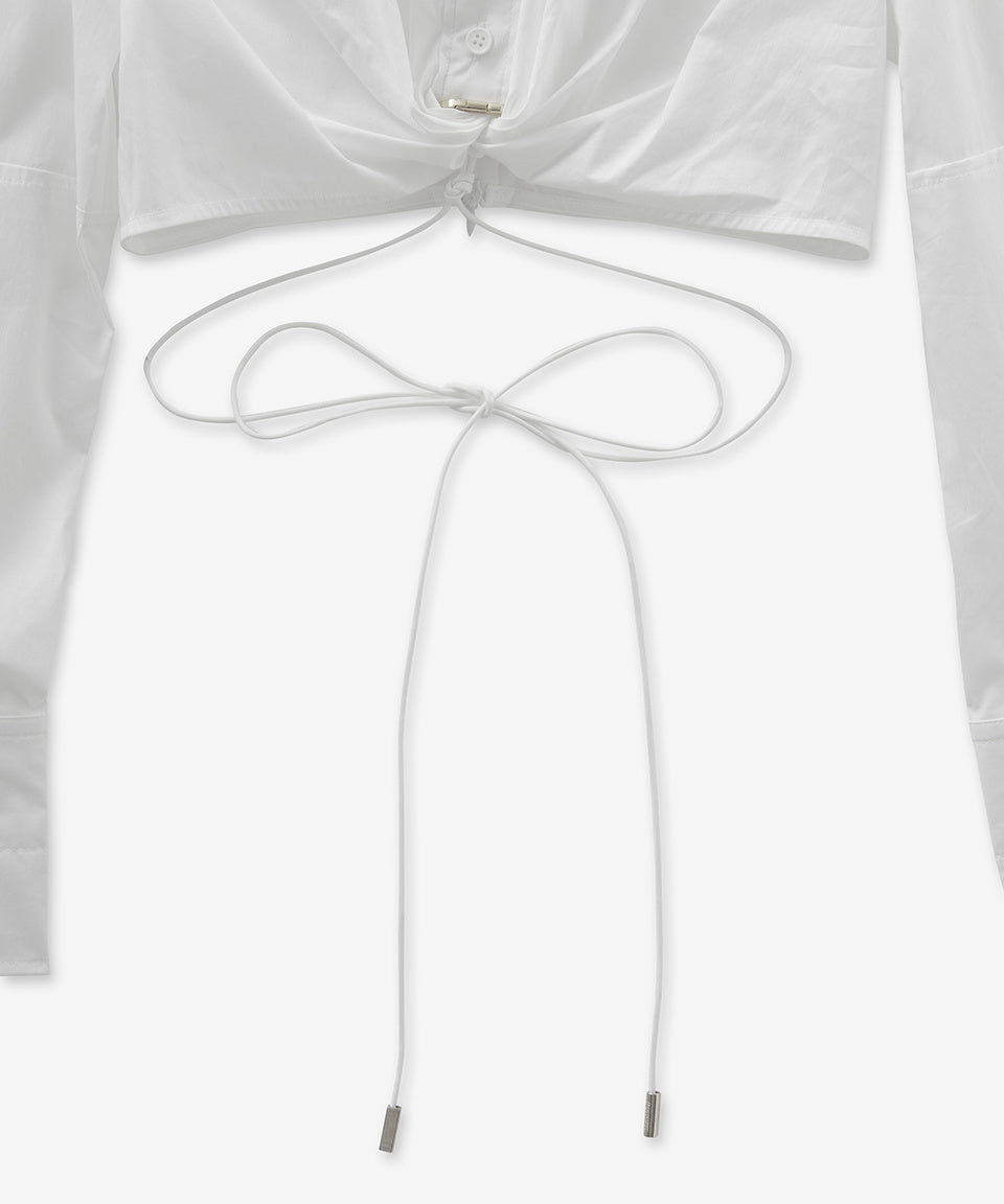Cropped White Shirt with Twist Detail