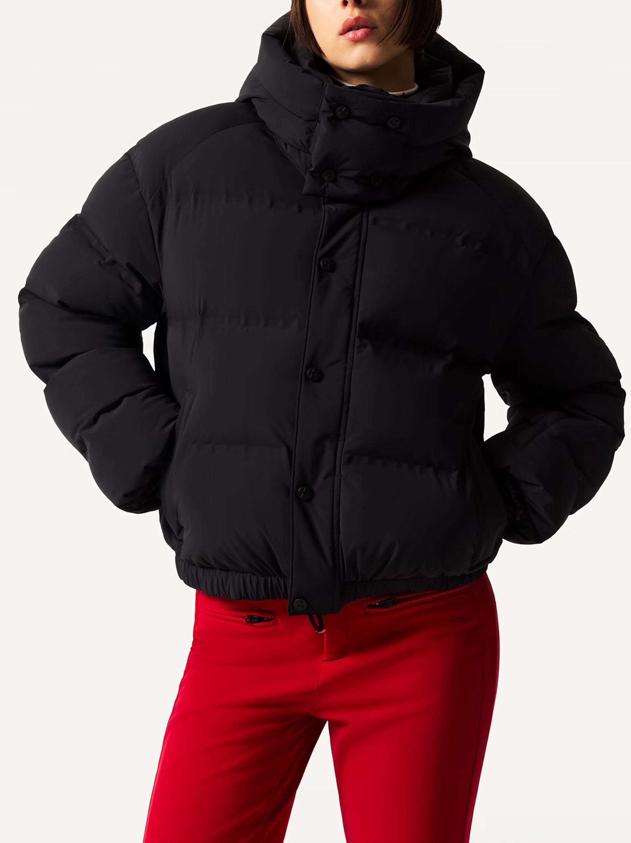 Black Moments Quilted Nylon Ski Jacket