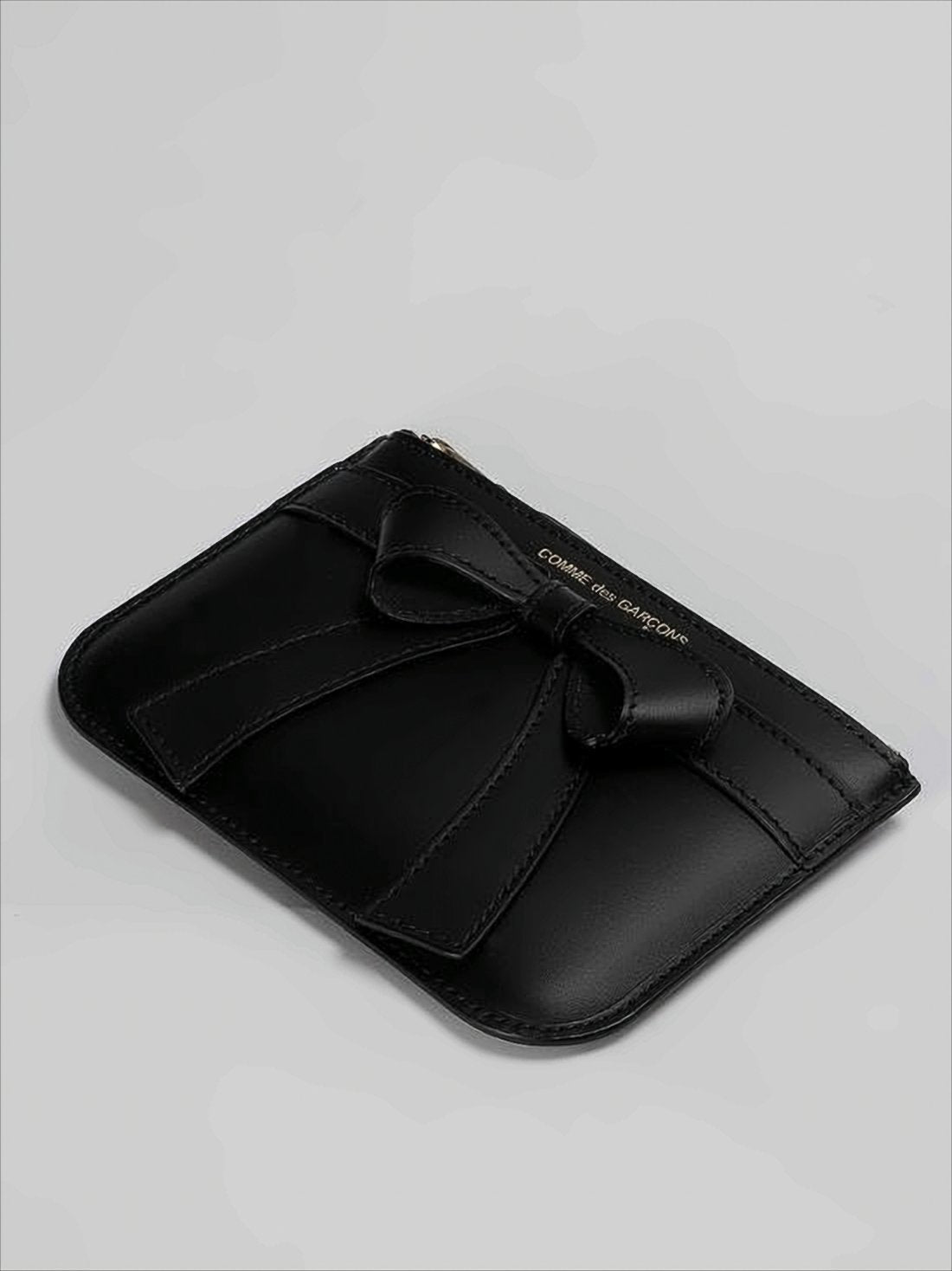 Rectangular Leather Pouch With Prominent Bow Detail