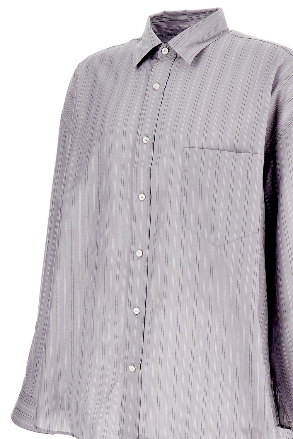 Striped Casual Shirt in Dense Cotton Poplin