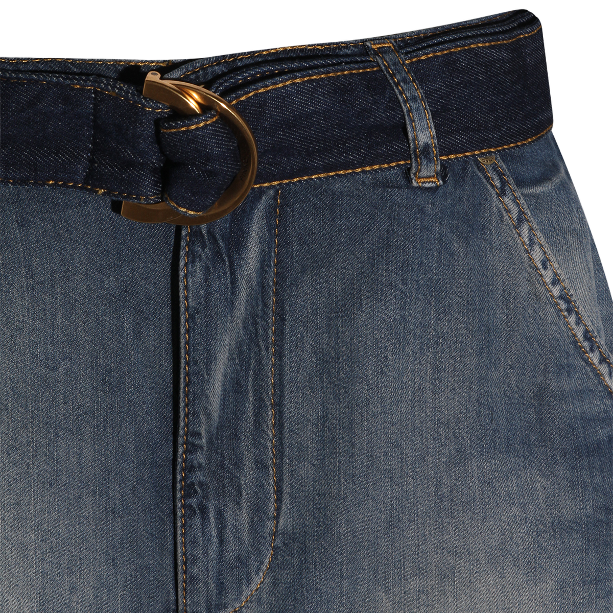 Two-Tone Denim Maxi Skirt