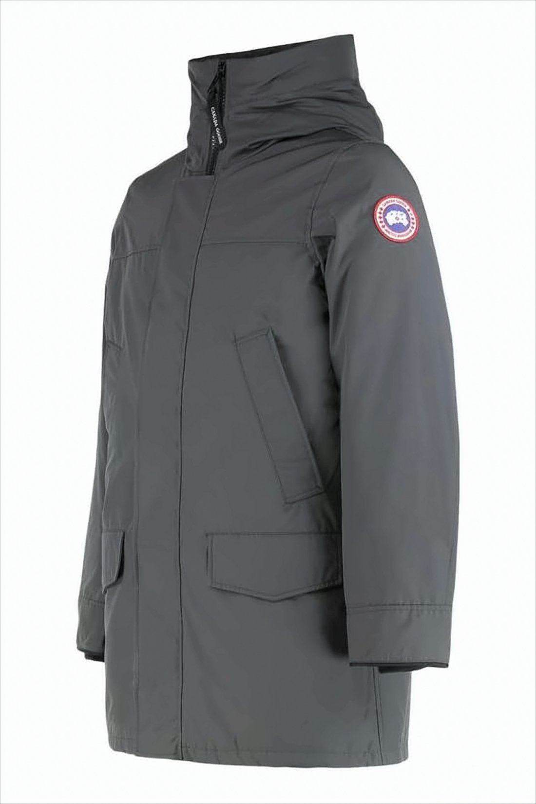 Insulated Grey Parka with Concealed Zipper