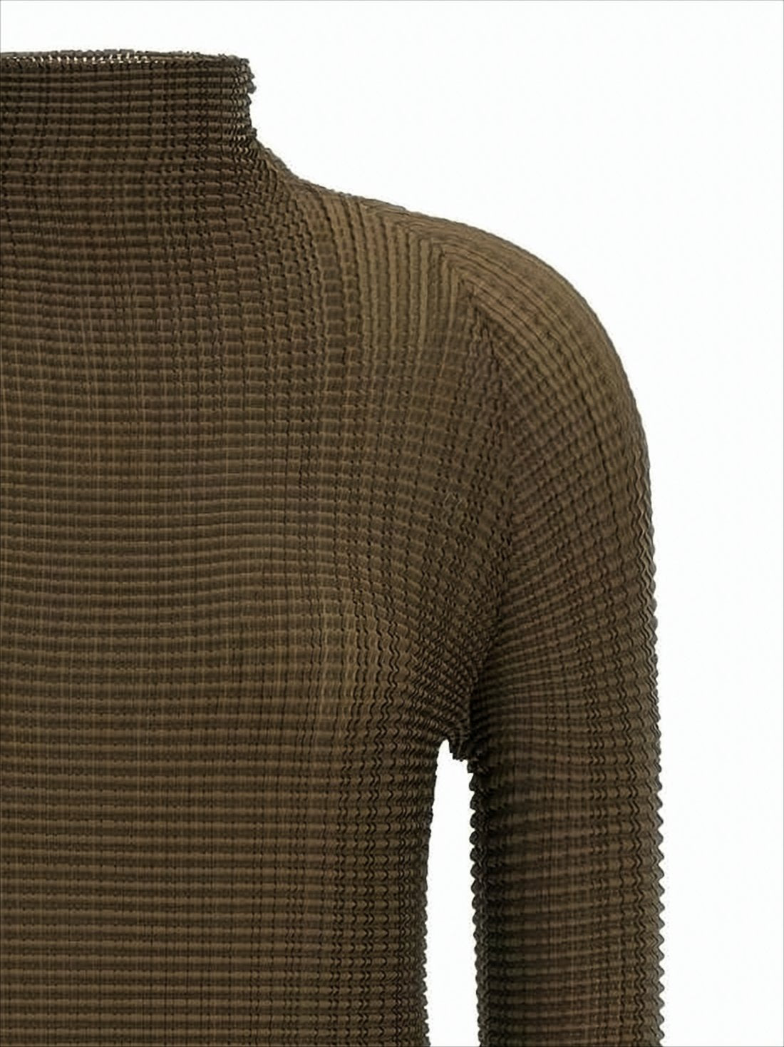 Textured Long-Sleeve High-Neck Top