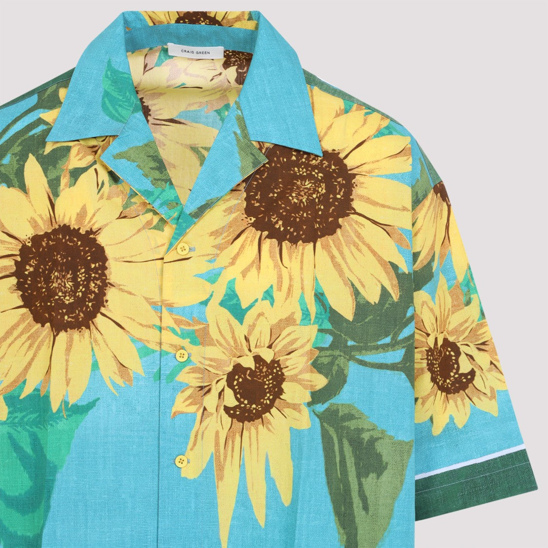 Sunflower Print Short-Sleeved Shirt with Relaxed Fit