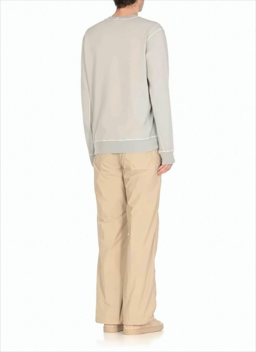 Long-Sleeve Crewneck Shirt with Subtle Logo Patch