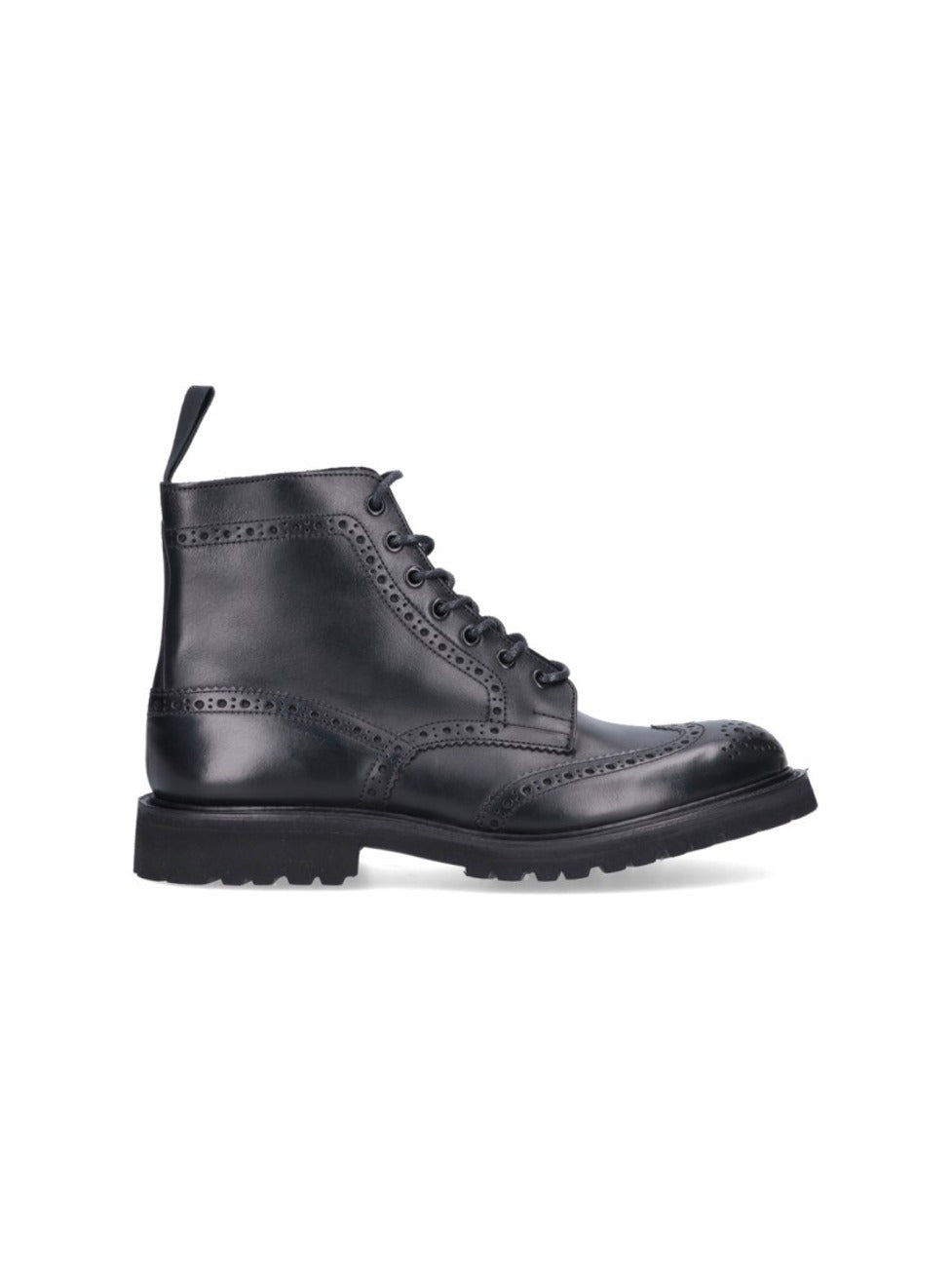 Round Toe Brogue Leather Boots