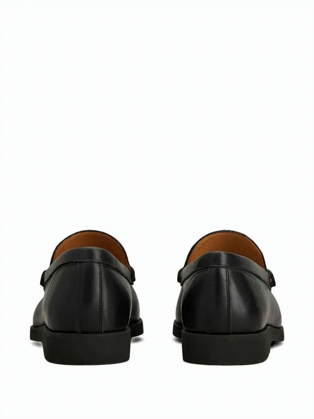 Penny Strap Black Leather Loafers with Detailed Stitching