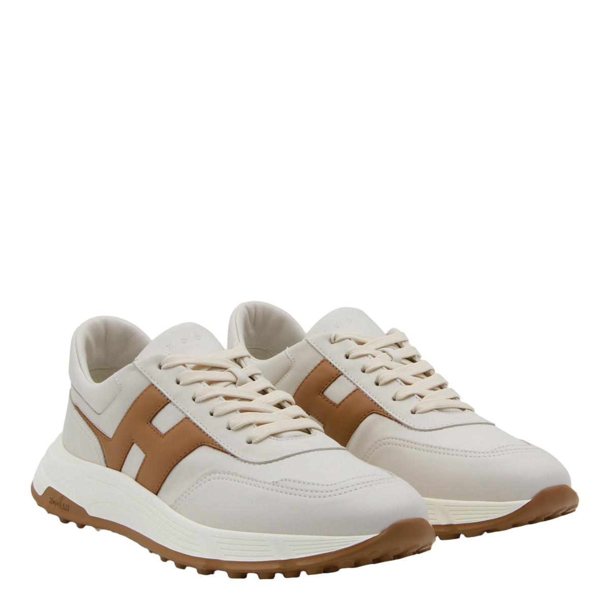 Cream Base Sneakers with Tan Logo