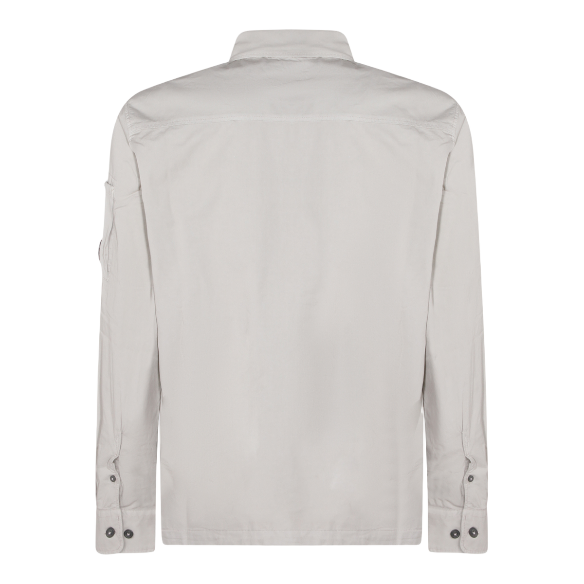Front-Zipper Neutral Tone Shirt with Classic Collar
