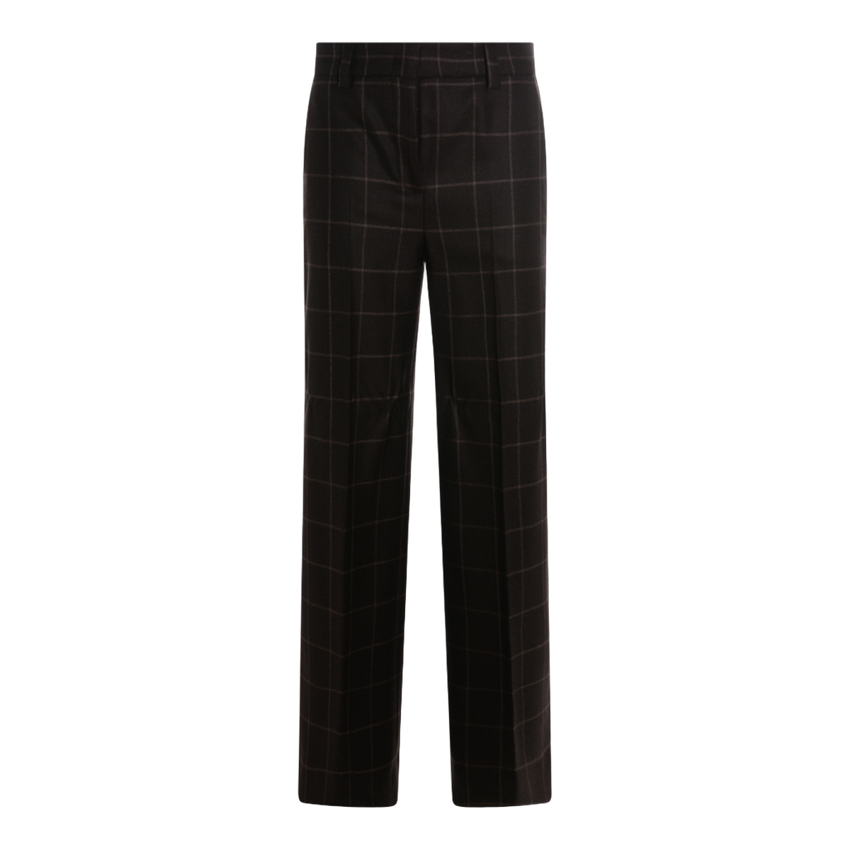 Straight-Leg Trousers with Subtle Checkered Pattern