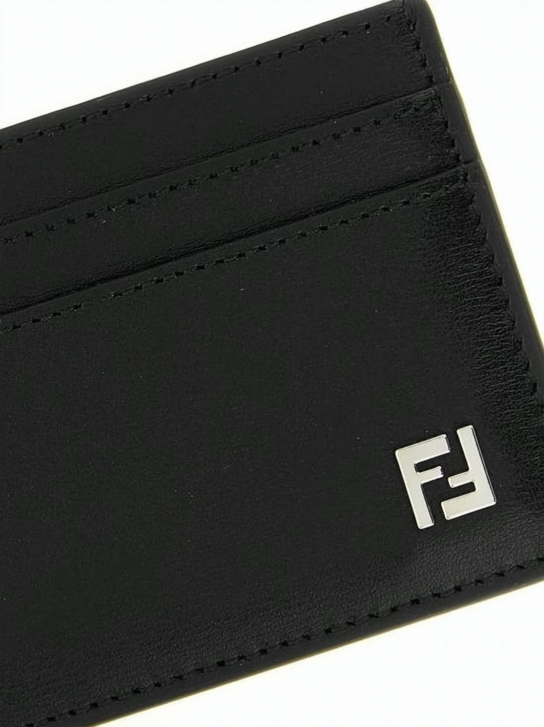 Rectangular Black Calf Leather Cardholder