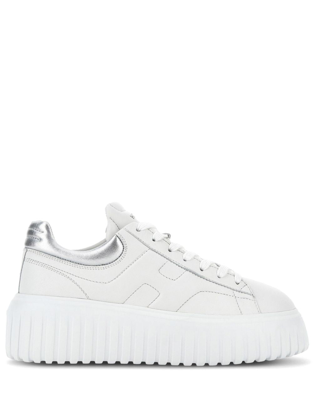 Lace-Up White Flats with Ridged Sole