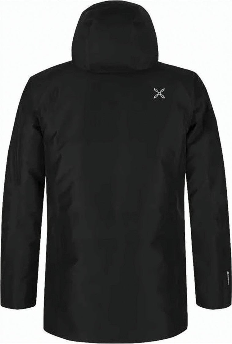 Boxy Fit Black Montura Jacket With Hood And Zippered Pockets