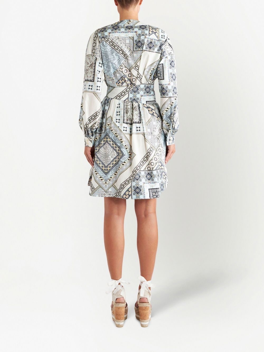 Structured Cotton Geometric Print Mini Dress
