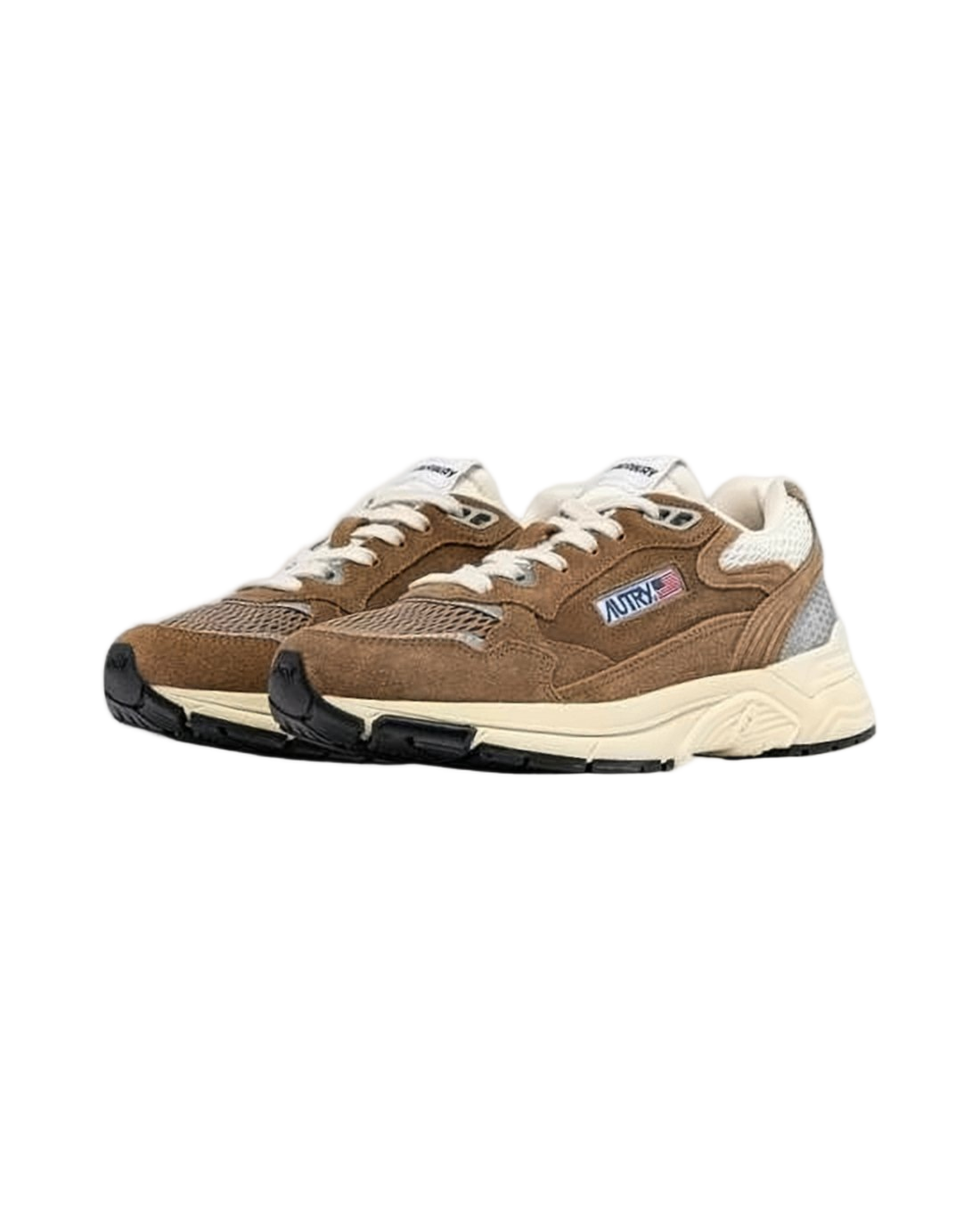 Layered Design Suede and Mesh Sneakers
