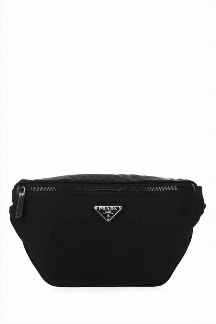Streamlined Black Nylon Belt Bag