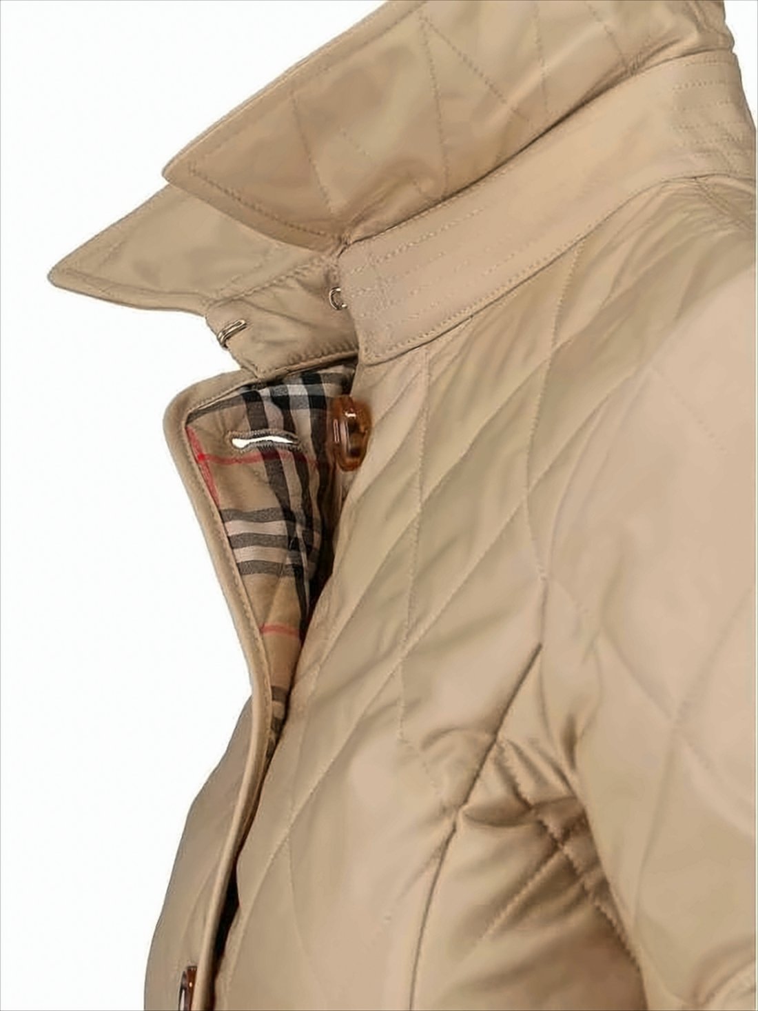 Diamond-stitched Quilted Burberry Jacket with Structured Collar
