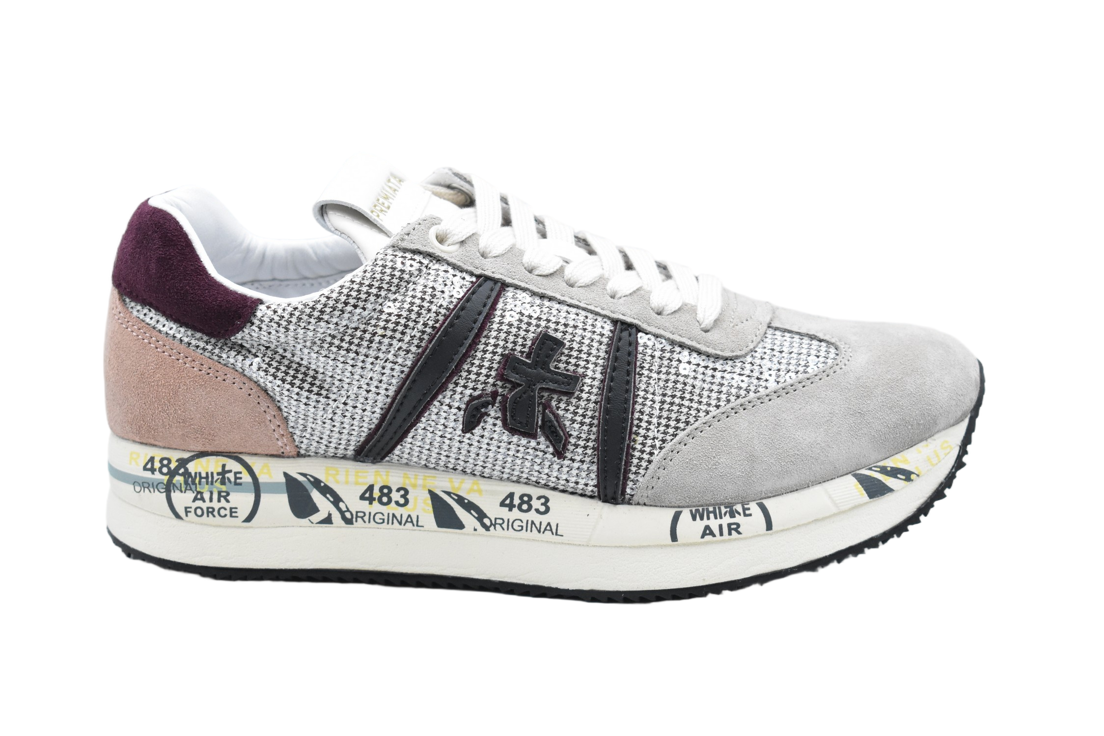 Glittery Grey Sneakers With Padded Collar