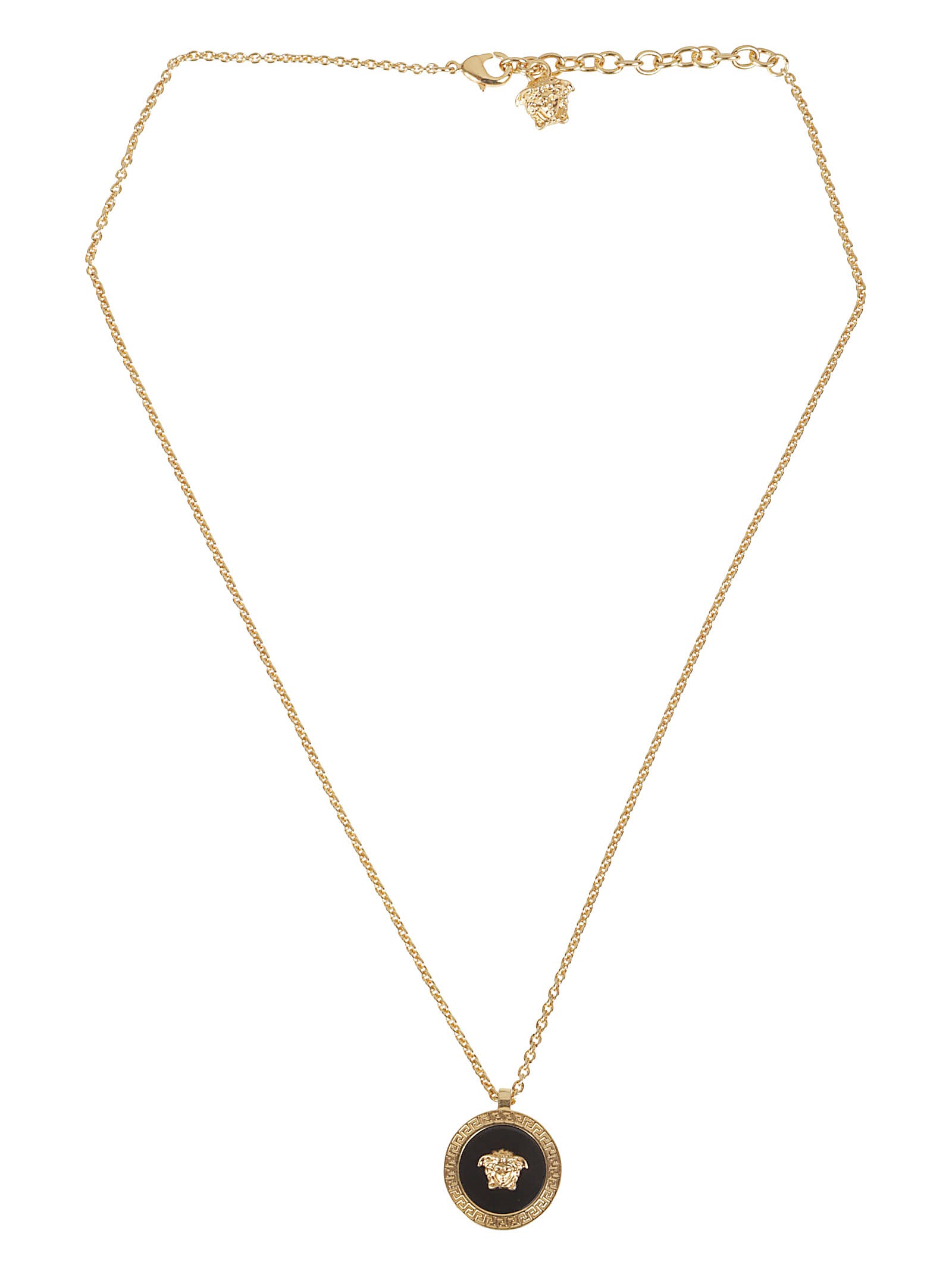 Adjustable Chain Necklace with Medusa Charm and Gold-tone Finish
