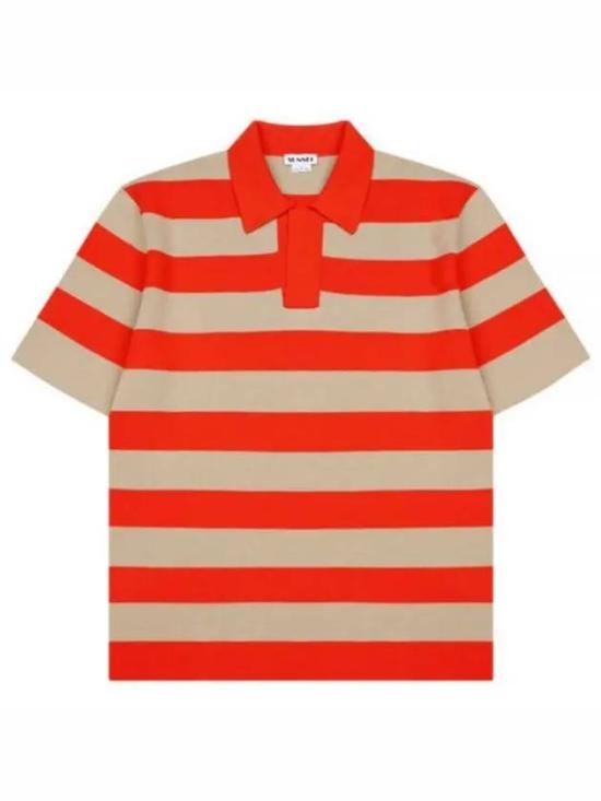 Striped Short-Sleeved Polo Shirt with Minimalistic Design
