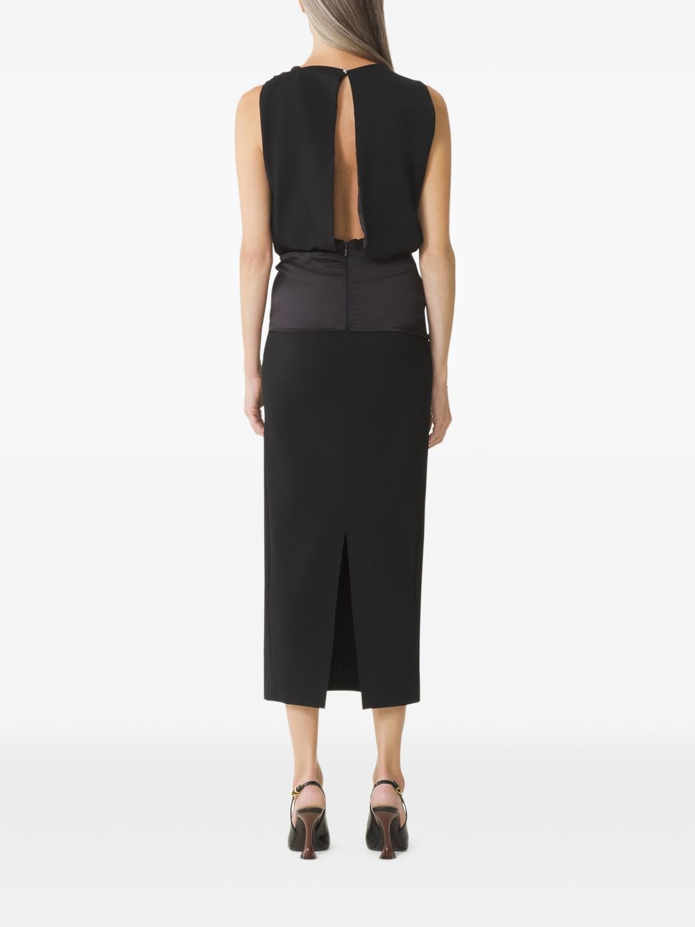Open Back Midi Dress with Satin Detail