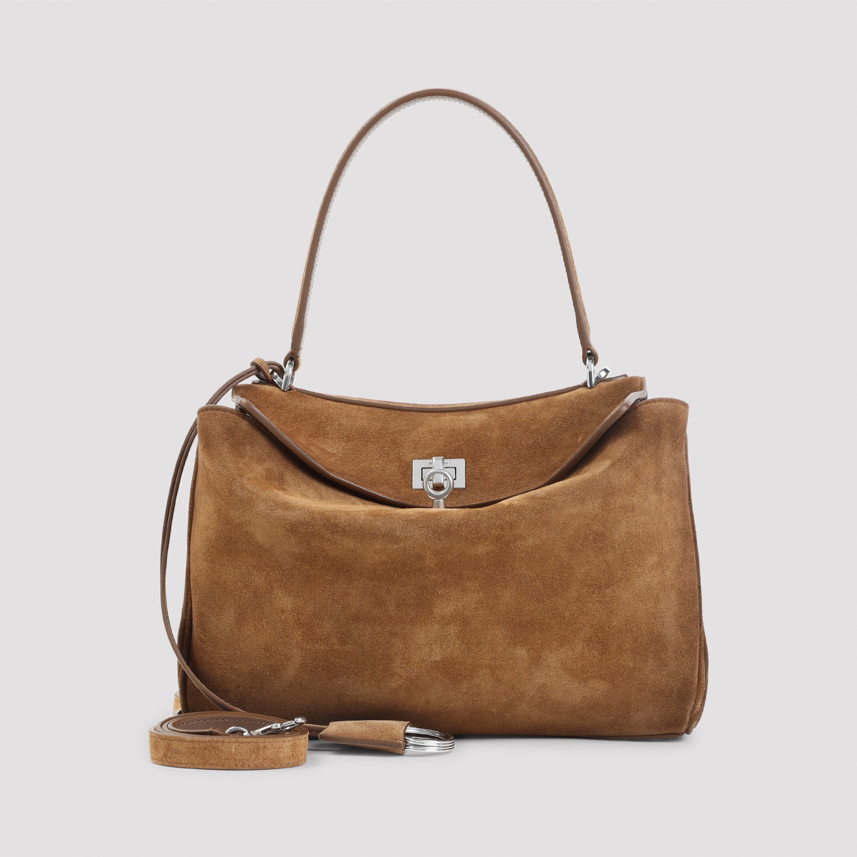 Structured Suede Leather Handbag