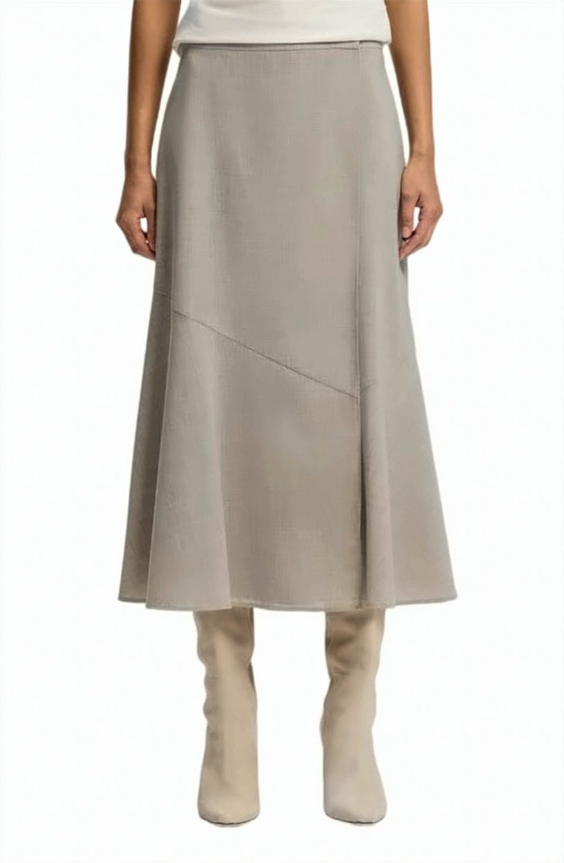 Beige Vuleran Virgin Wool Midi Skirt