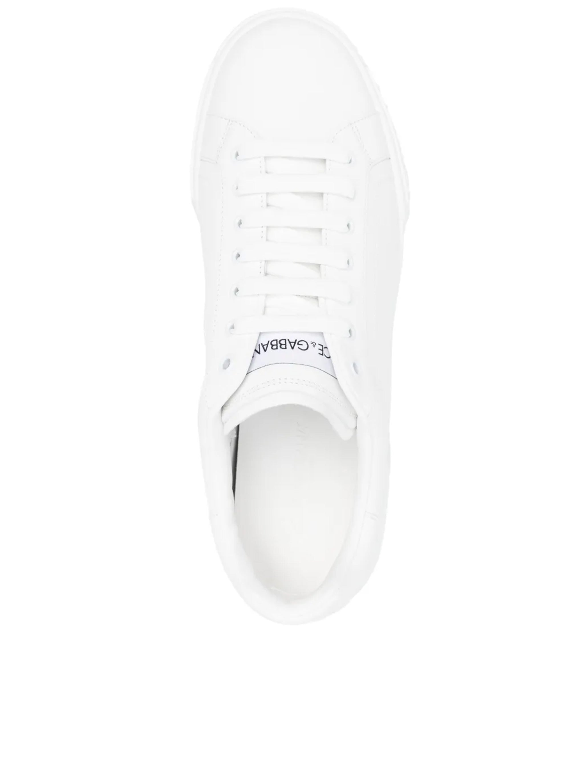 Minimalist White Nappa Leather Flat Sneakers
