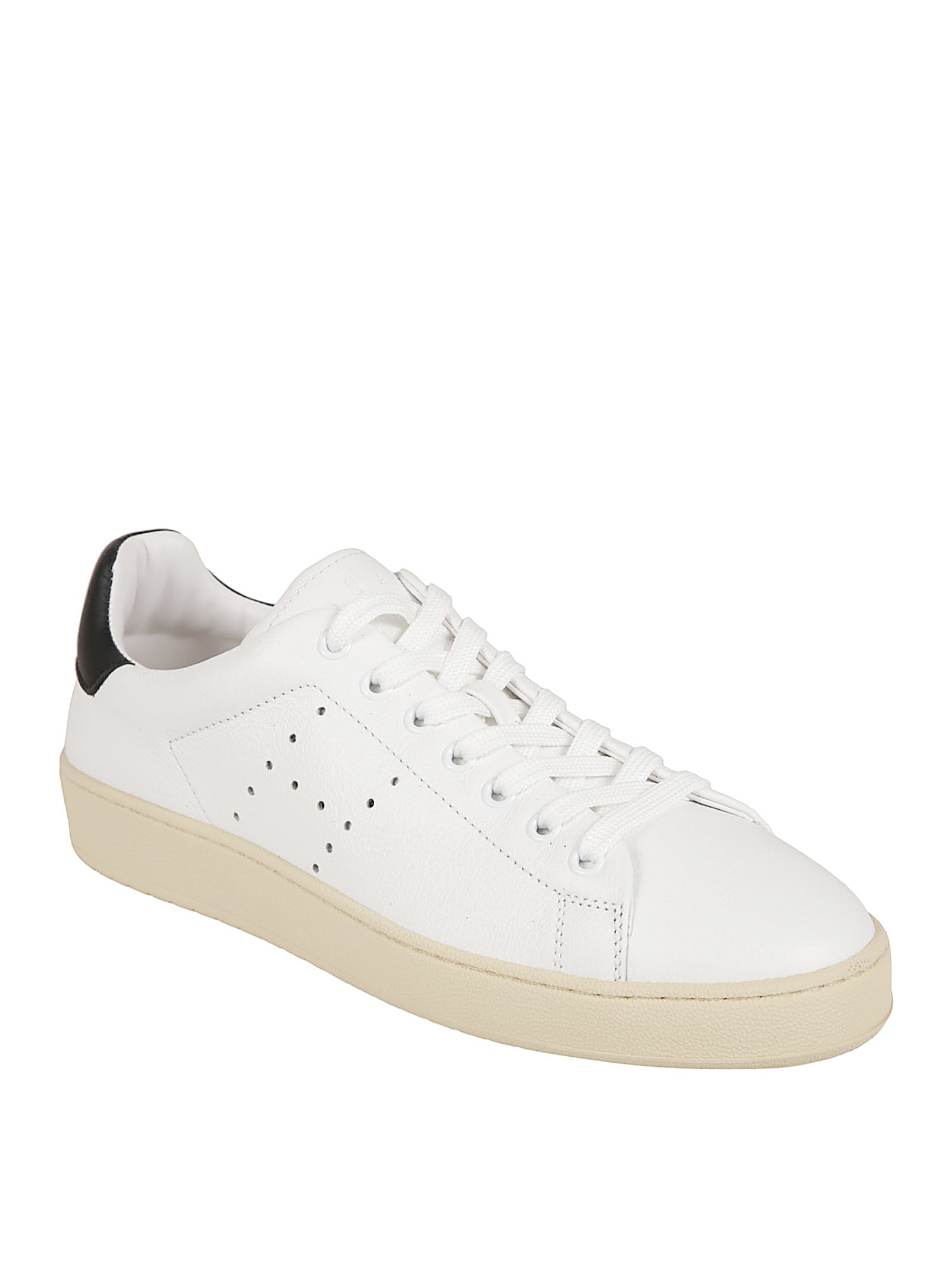 Low-Top Leather Sneakers With Perforated Detailing
