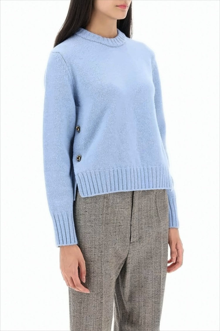 Textured Knit Sweater With Decorative Buttons