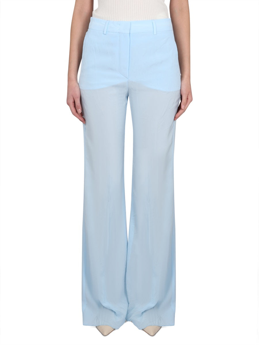 Tailored Viscose Pants with Button Closure