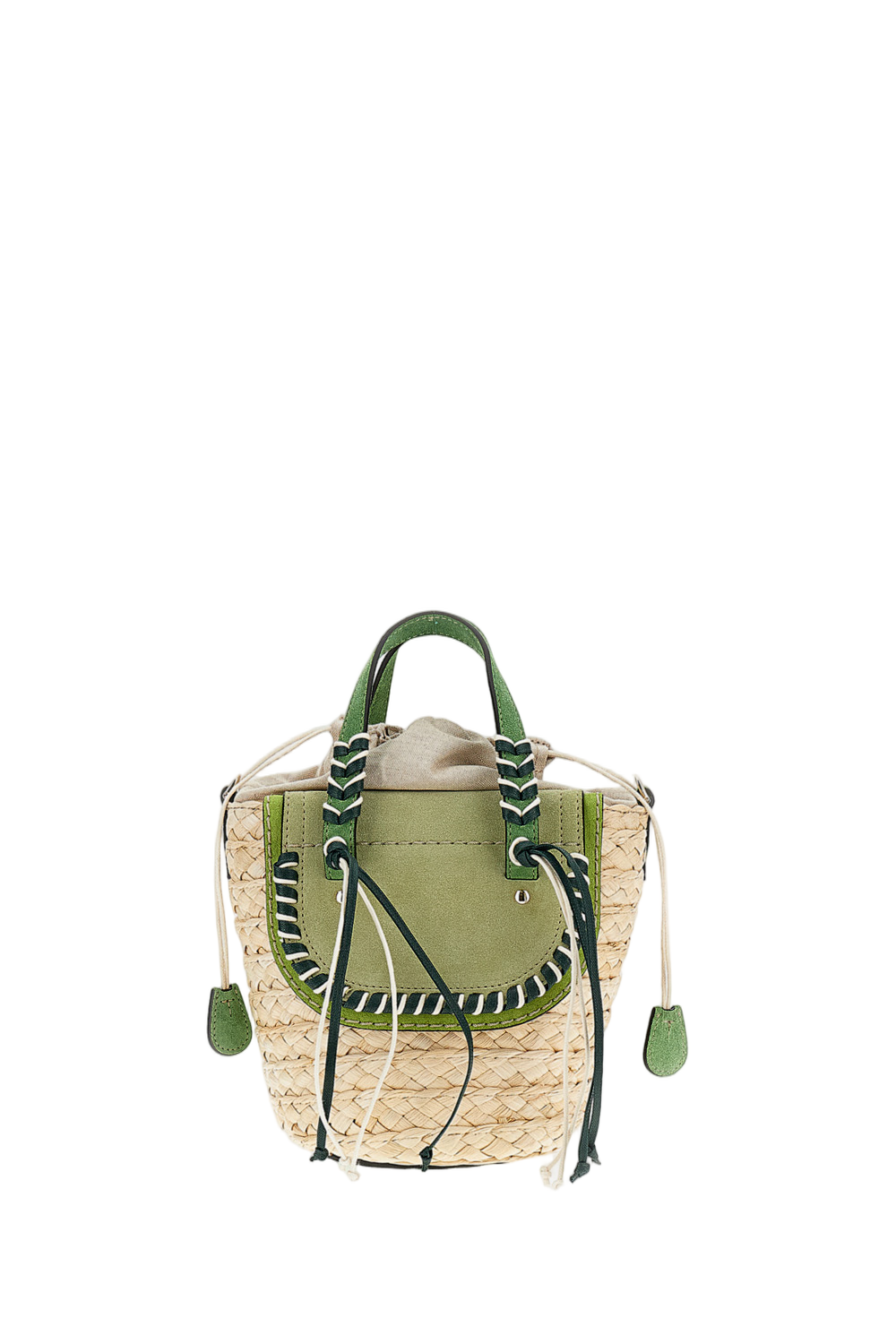 Green Habanera Raffia Suede Handbag