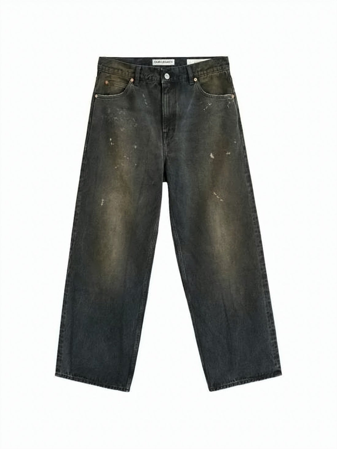 Washed Black Denim Wide-Leg Pants