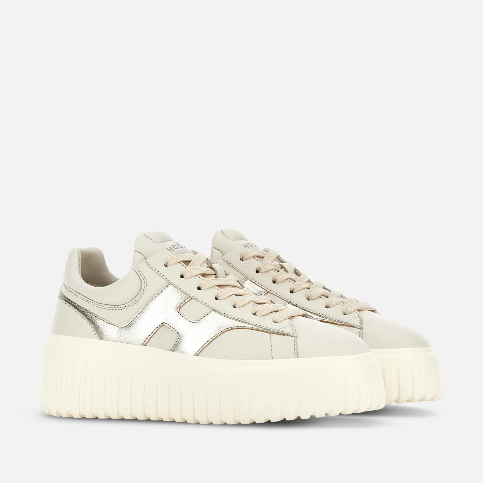 H-Stripes Lace-Up Sneakers in Sheepskin and Calfskin