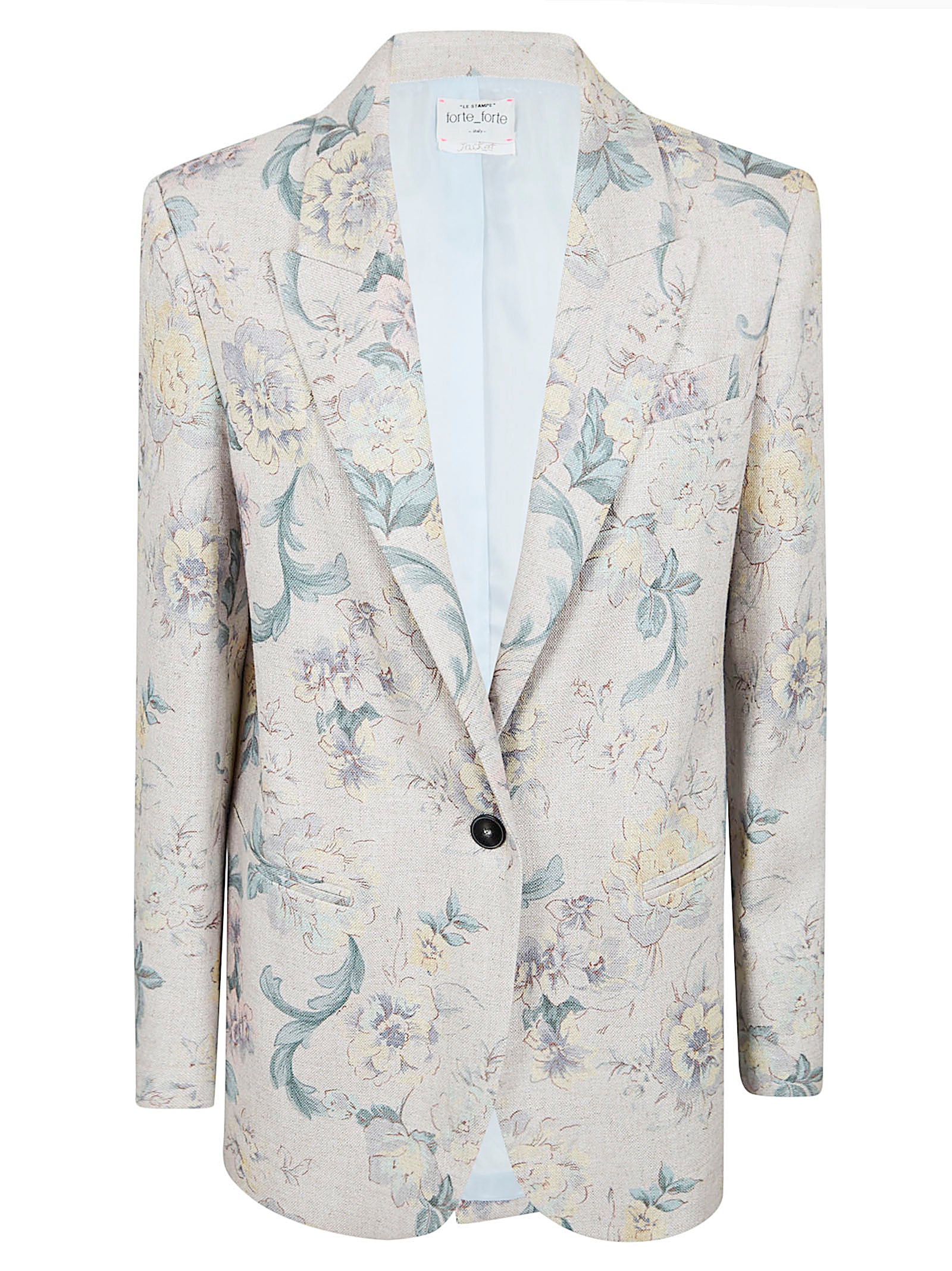 Tailored Floral Jacket with Single-Button Closure