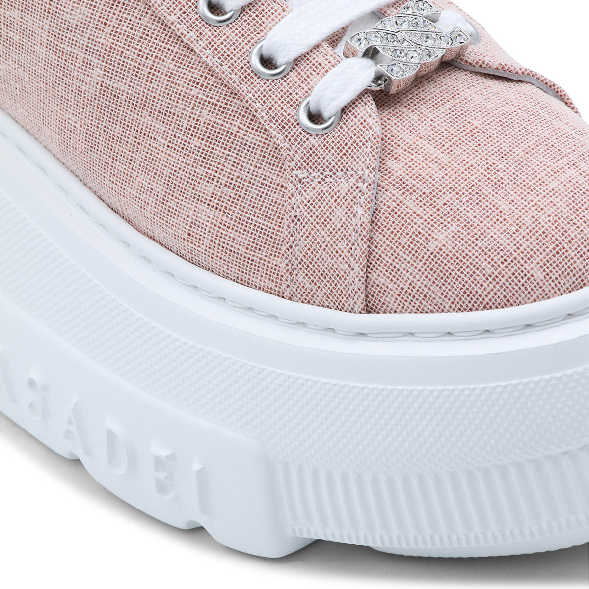 Textured Pink Nexus Solar Eclipse Sneakers With Rhinestone Detail