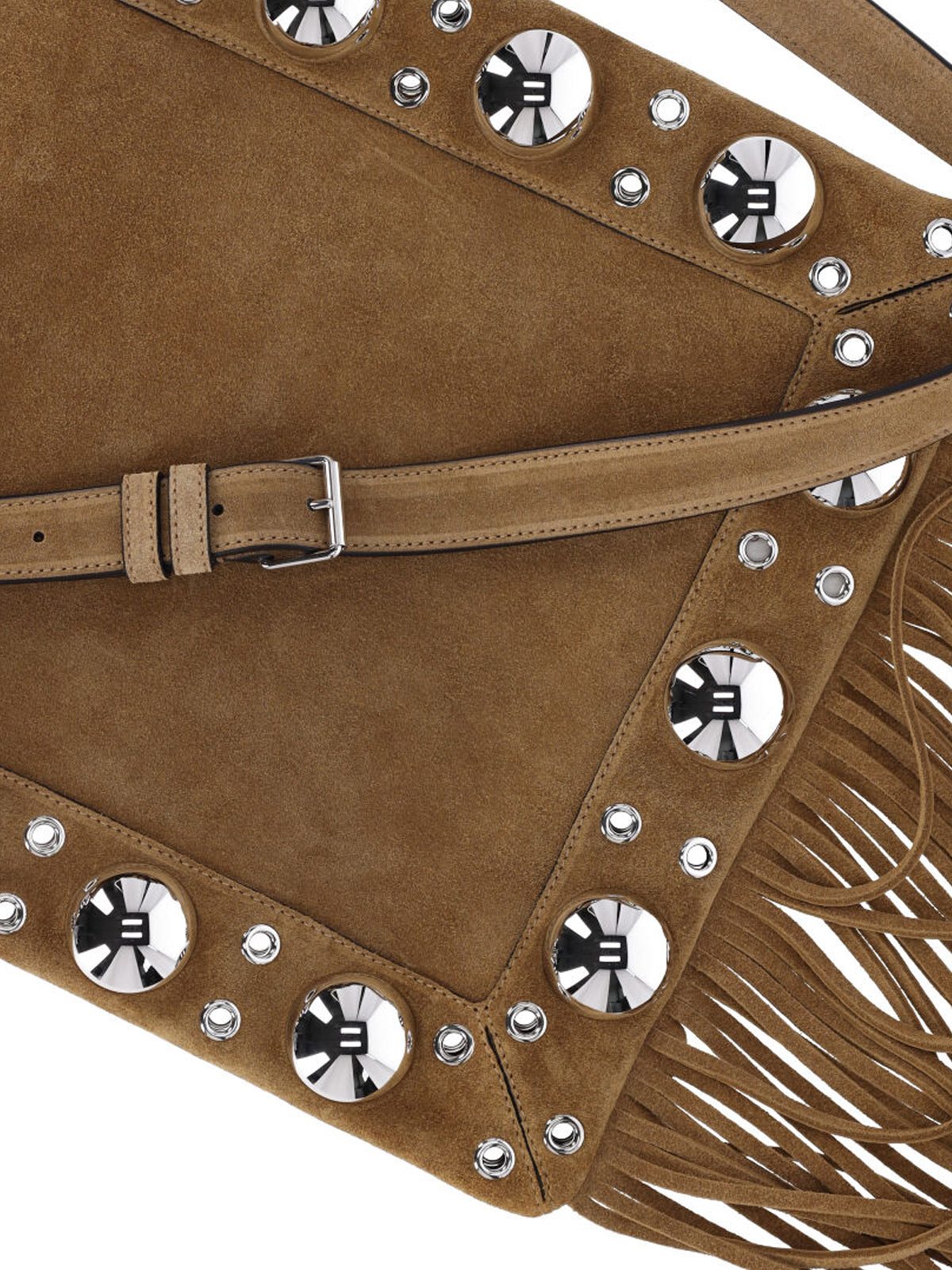 Suede Shoulder Bag with Silver Studs