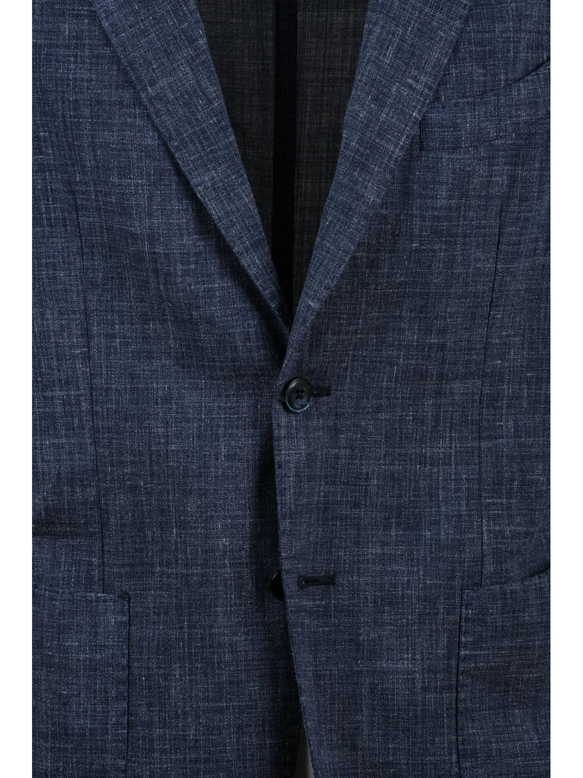 Blue Wool Linen Polyamide Rounded Jacket