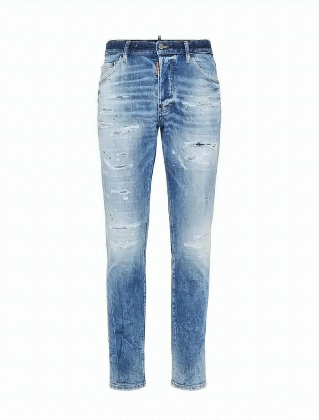 Distressed Light Blue Slim Fit Denim Pants