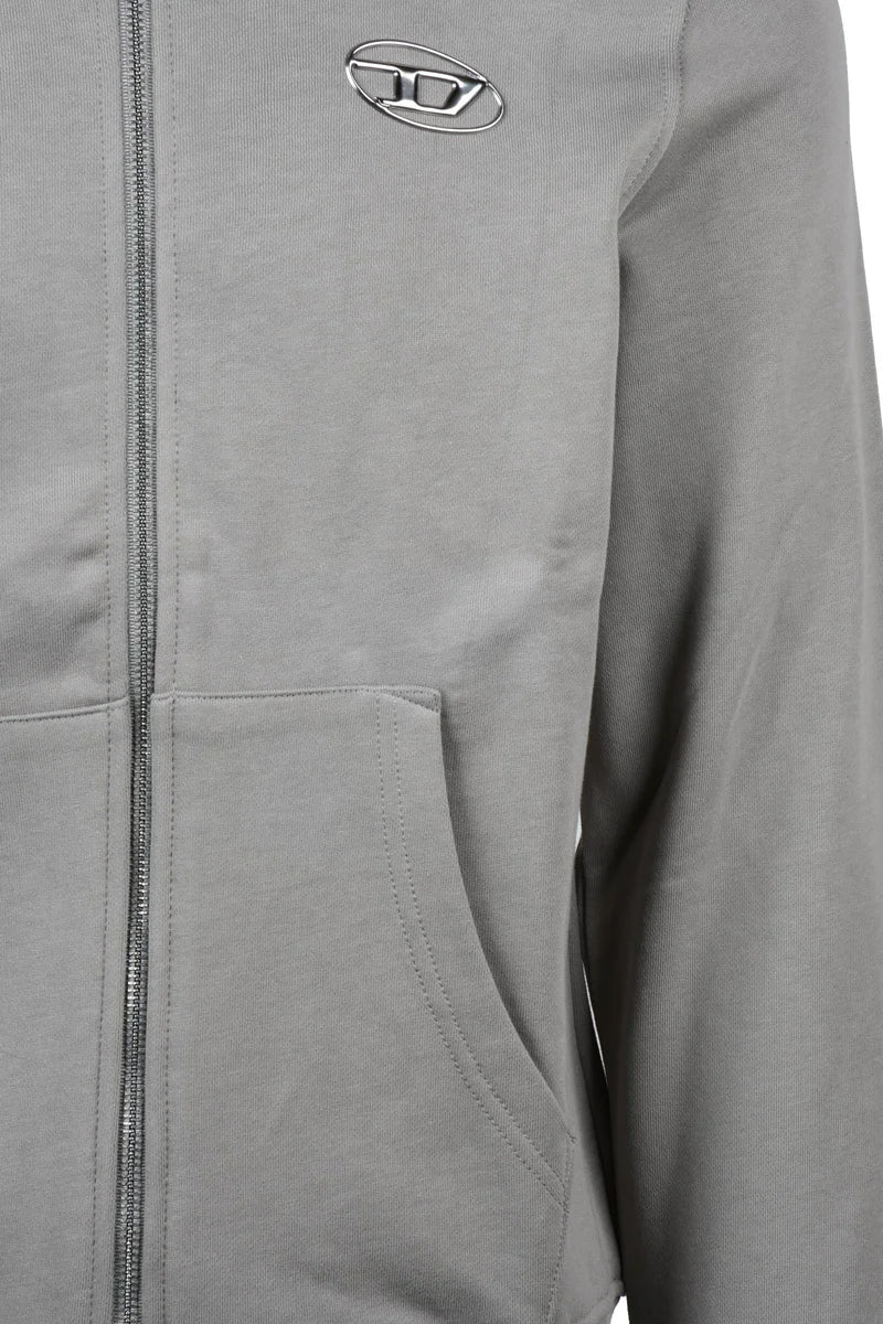 Cotton Zip Sweatshirt - Beige