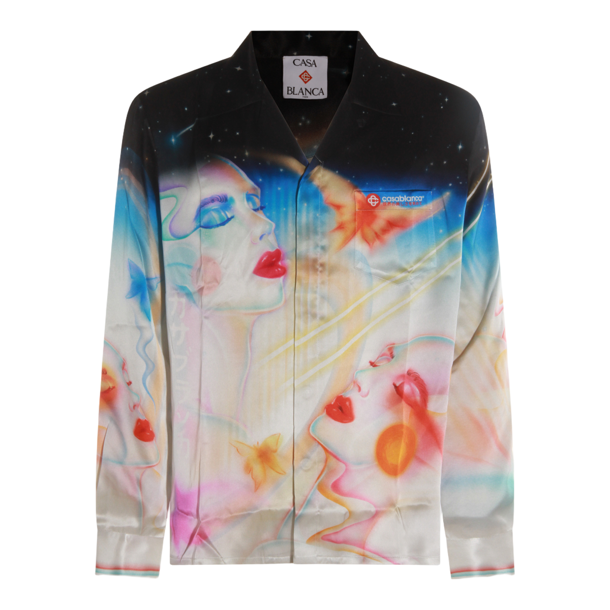 Surreal Print Long-Sleeved Shirt with Ethereal Design