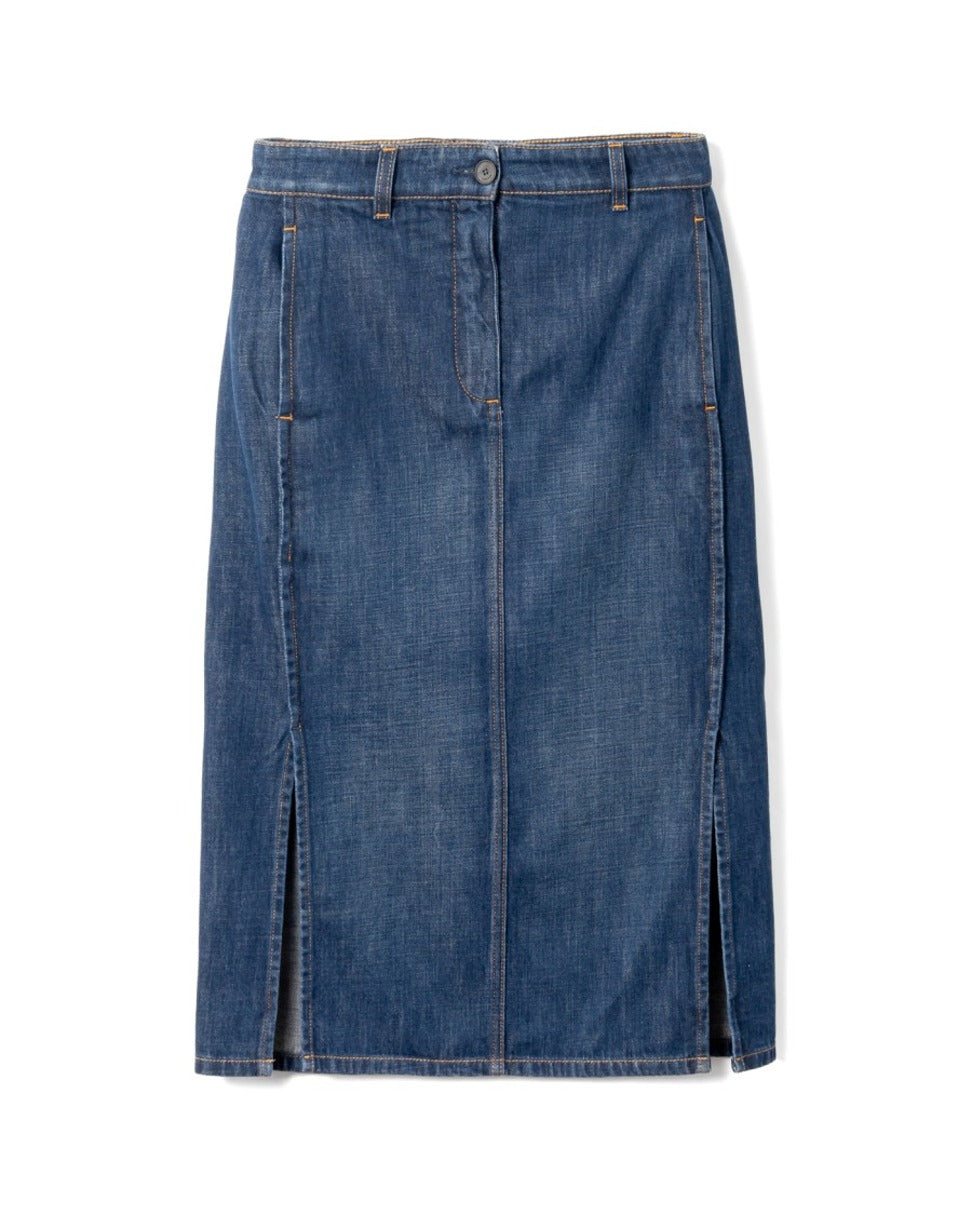 Mid-Length Denim Skirt