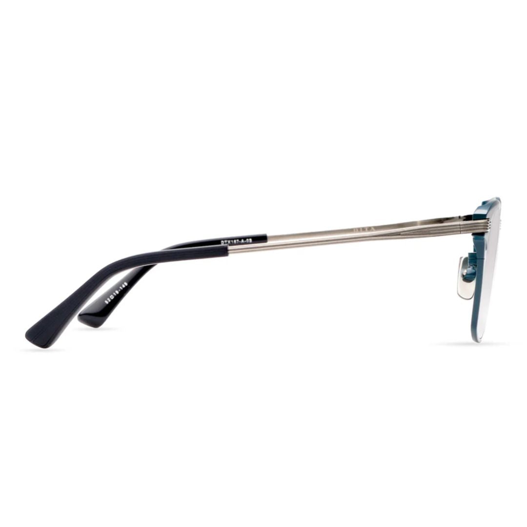 Linrcon Rectangular Frame Eyeglasses with Ribbed Silver Temples