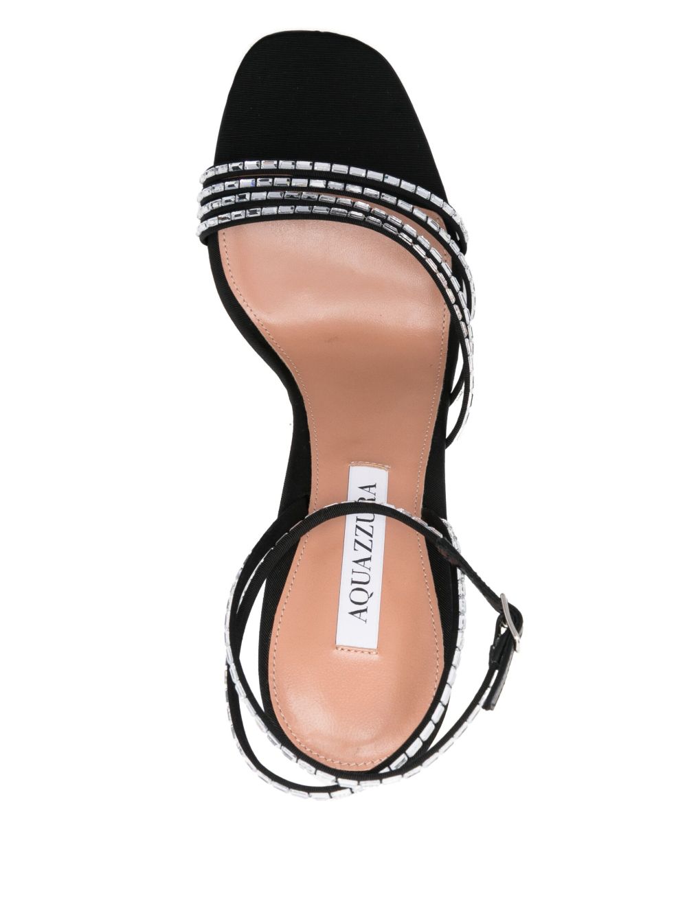 Black Stiletto Sandals with Crystal Embellishments